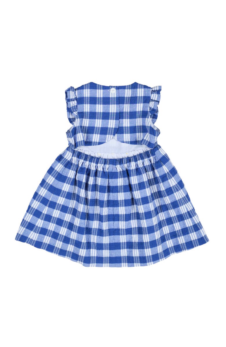 Florence Eiseman Plaid Seersucker Dress With Flowers, Alternate, color, Blue / White
