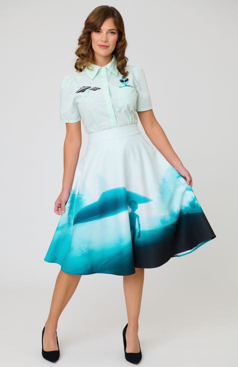 Retro Style High Waist Vivien Swing Skirt
