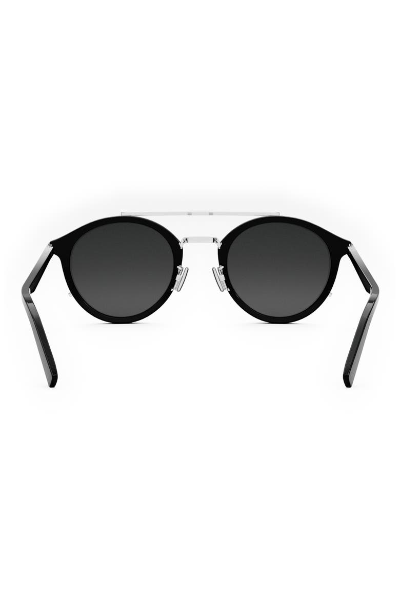 'DiorBlackSuit R7U 50mm Round Sunglasses, Alternate, color, SHINY BLACK / SMOKE