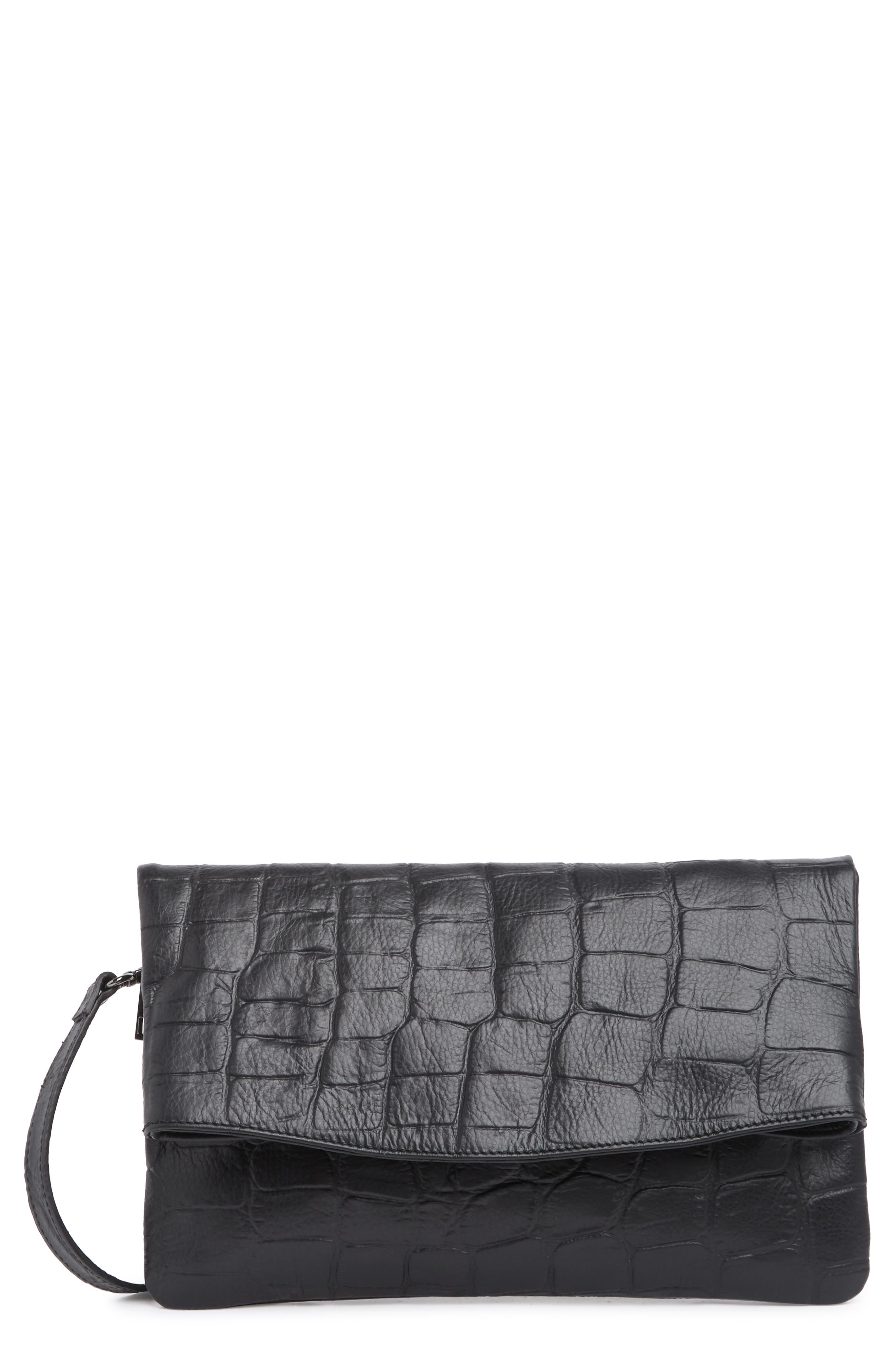 MASSIMO CASTELLO Croc Embossed Leather Clutch (Men) | Nordstromrack
