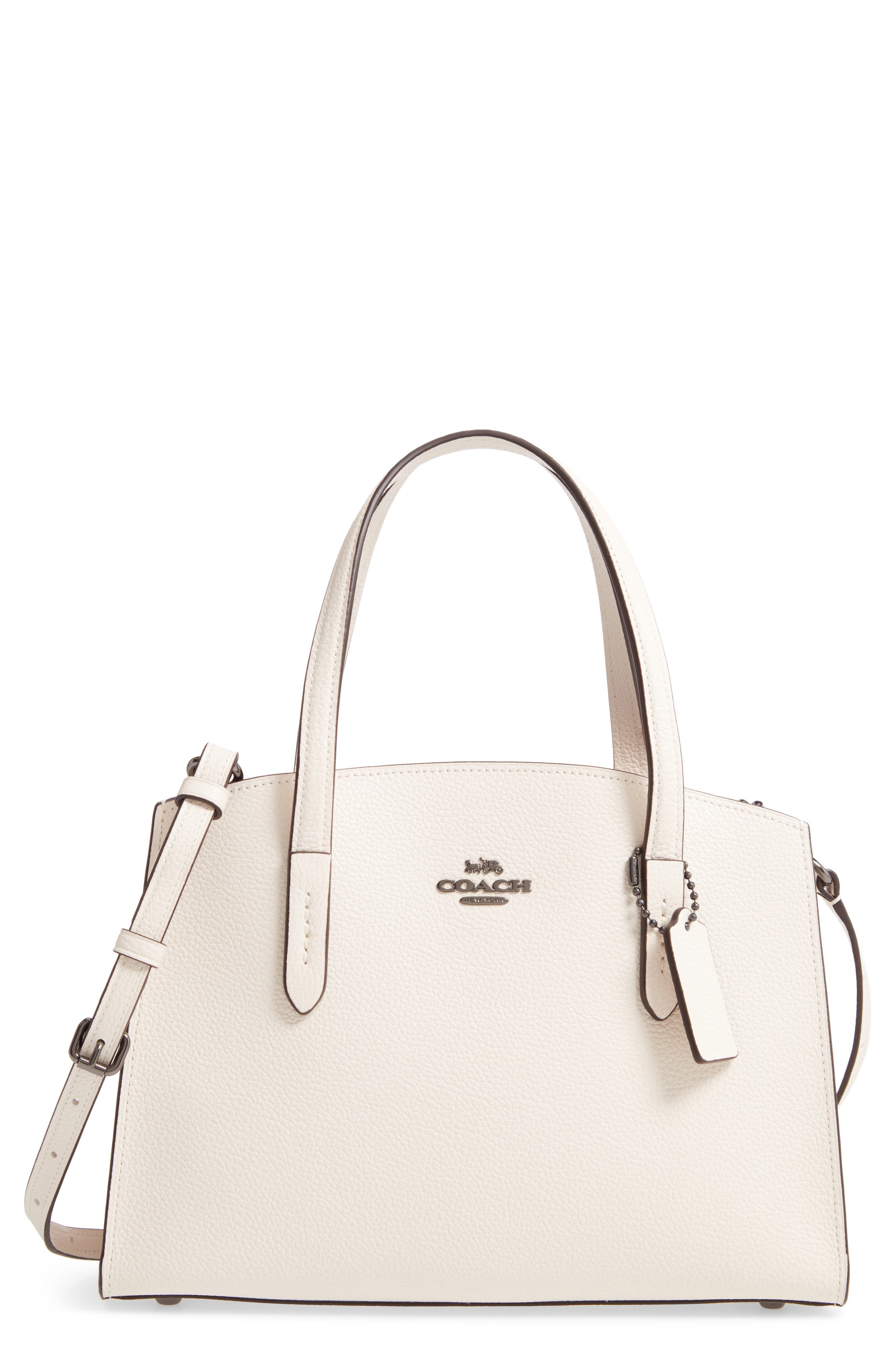Charlie Leather Tote, Main, color, GM/ CHALK