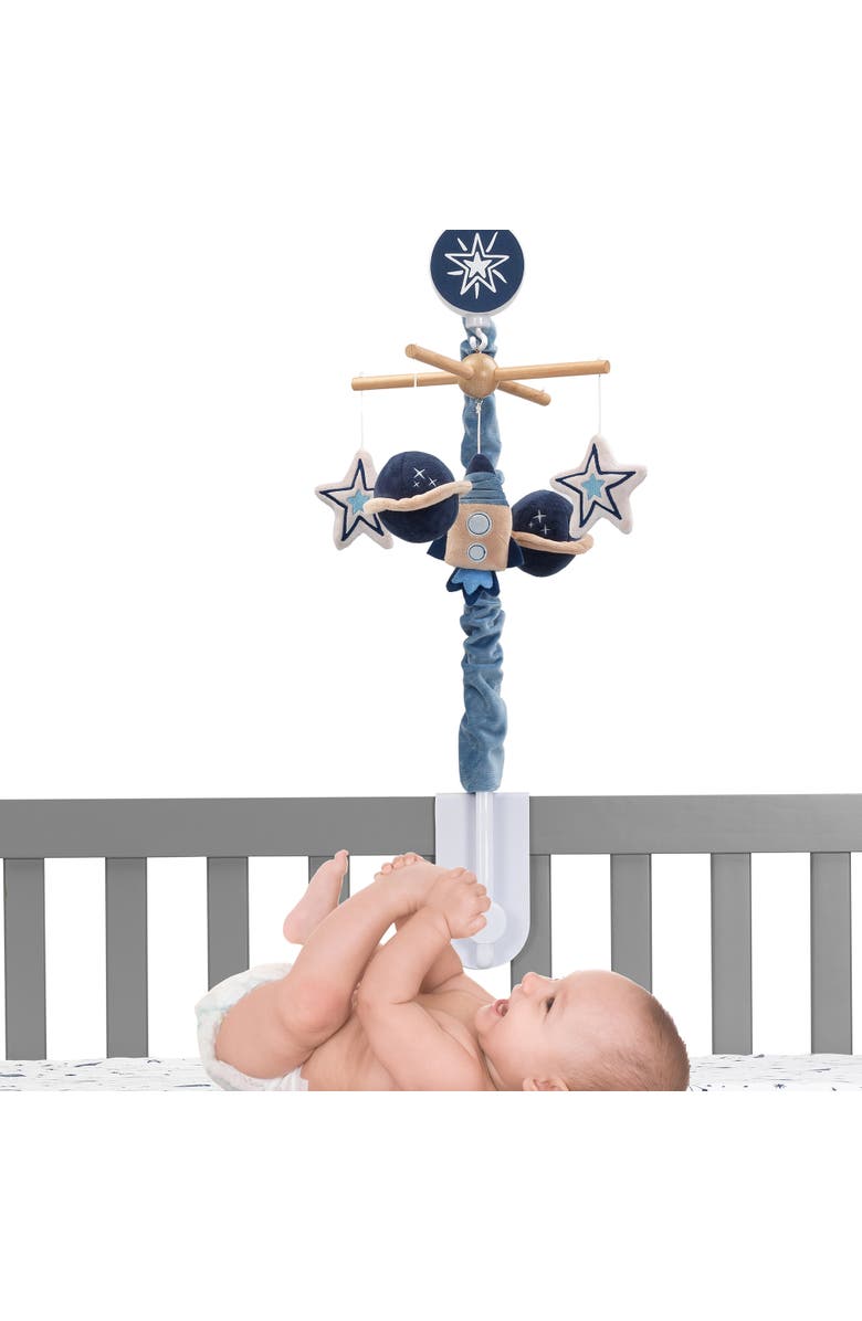 Lambs & Ivy Sky Rocket Planets/Stars Musical Baby Crib Mobile Soother Toy, Alternate, color, Blue