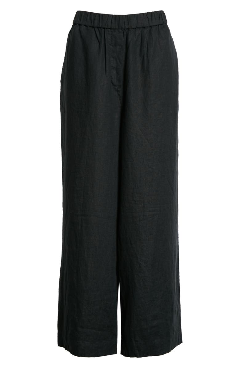 Masai Copenhagen Parini Linen Pull-On Pants, Alternate, color, Black Solid
