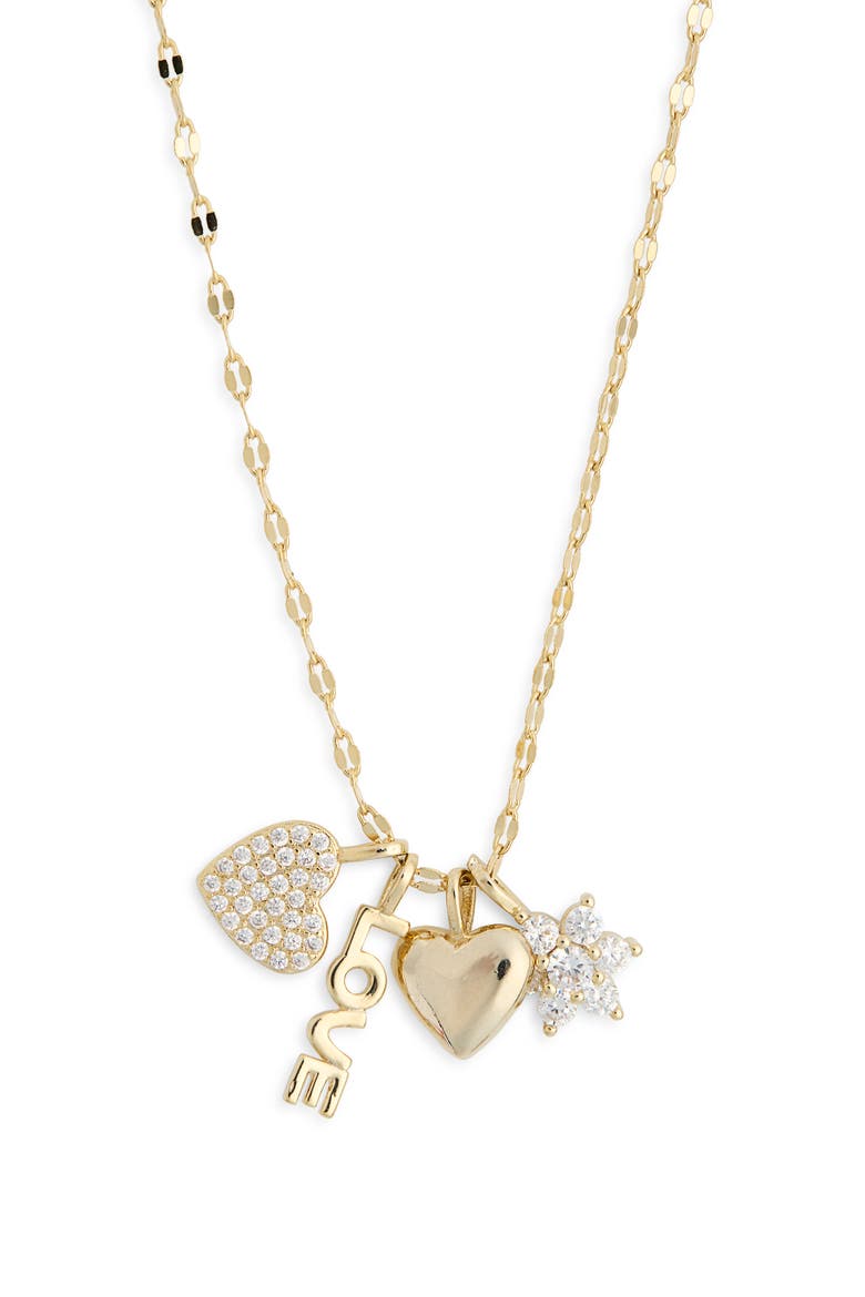 Love Charm Necklace, Alternate, color, CLEAR- WHITE- GOLD