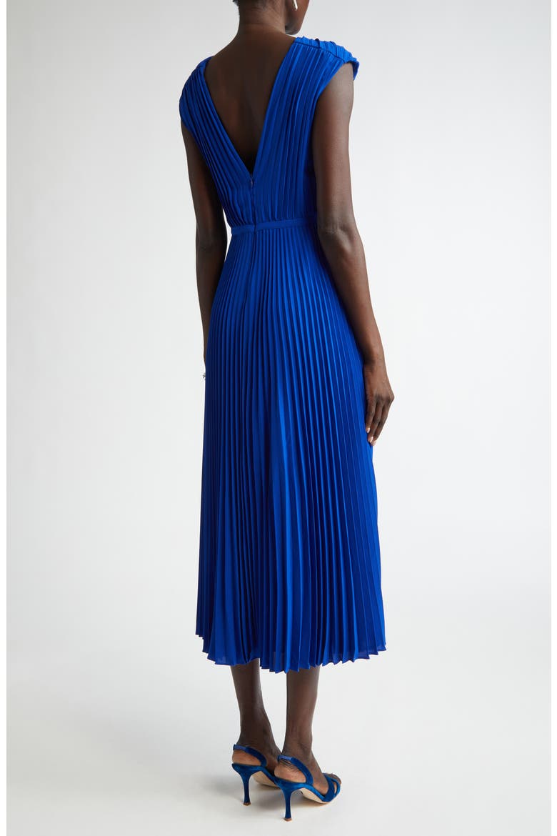 Pleated Sleeveless Crepe Dress, Alternate, color, SAPPHIRE