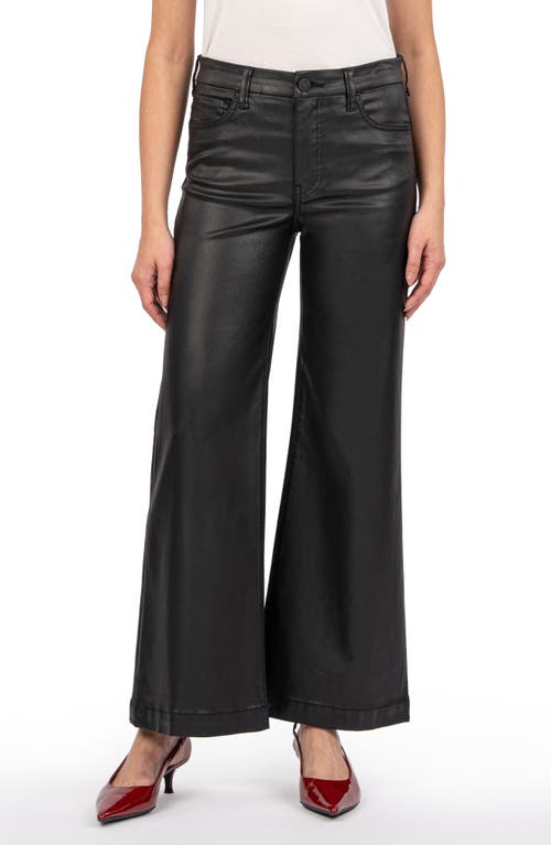 KUT from the Kloth Meg Fab Ab Coated High Waist Ankle Wide Leg Jeans (Petite)<br> in Black 