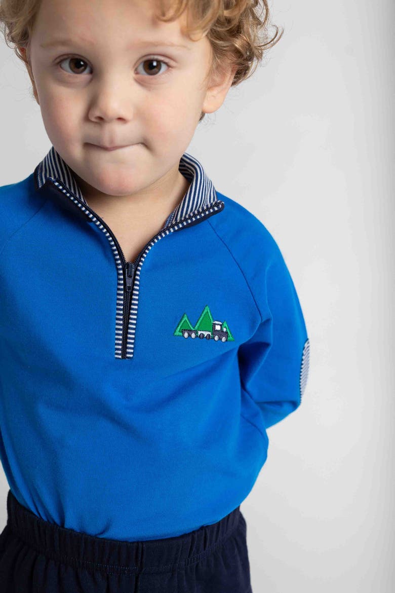 Knit Raglan 1/2 Zip Shirt With Train, Alternate, color, Blue