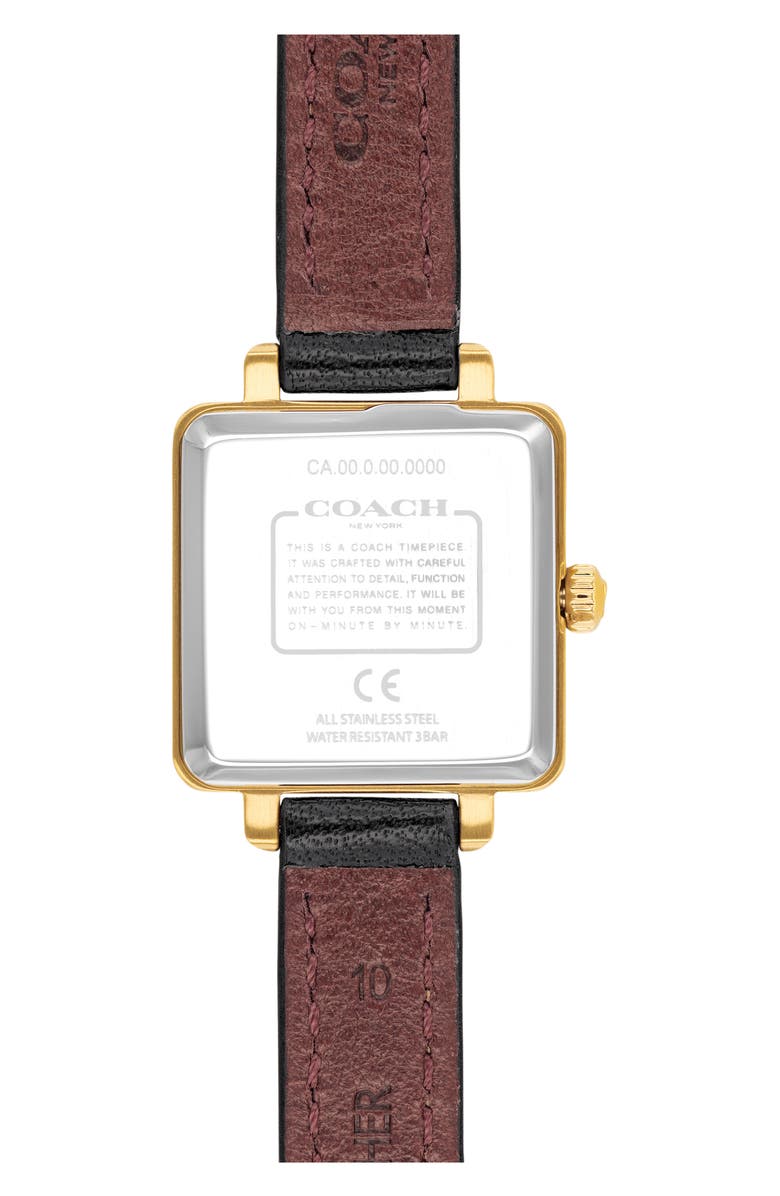 COACH Cass Leather Strap Watch, Alternate, color, Black