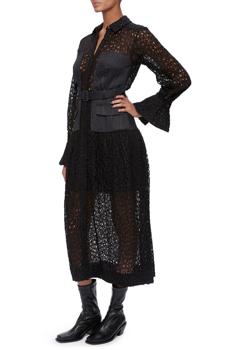 Simkhai Zuma Utility Lace Patchwork Shirtdress, Alternate, color,