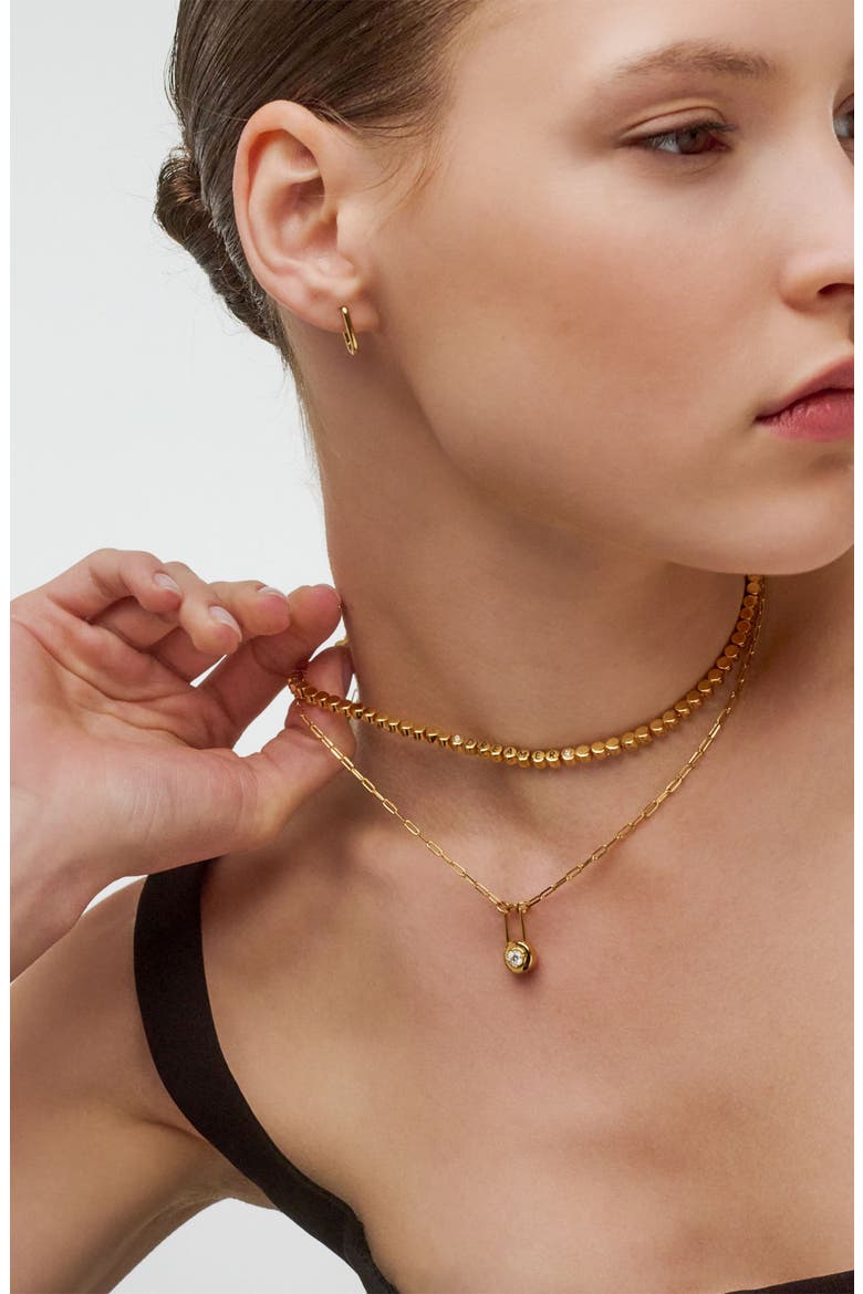 Lock & Luna Charm with Round Cut Moissanite, Alternate, color, Gold Vermeil