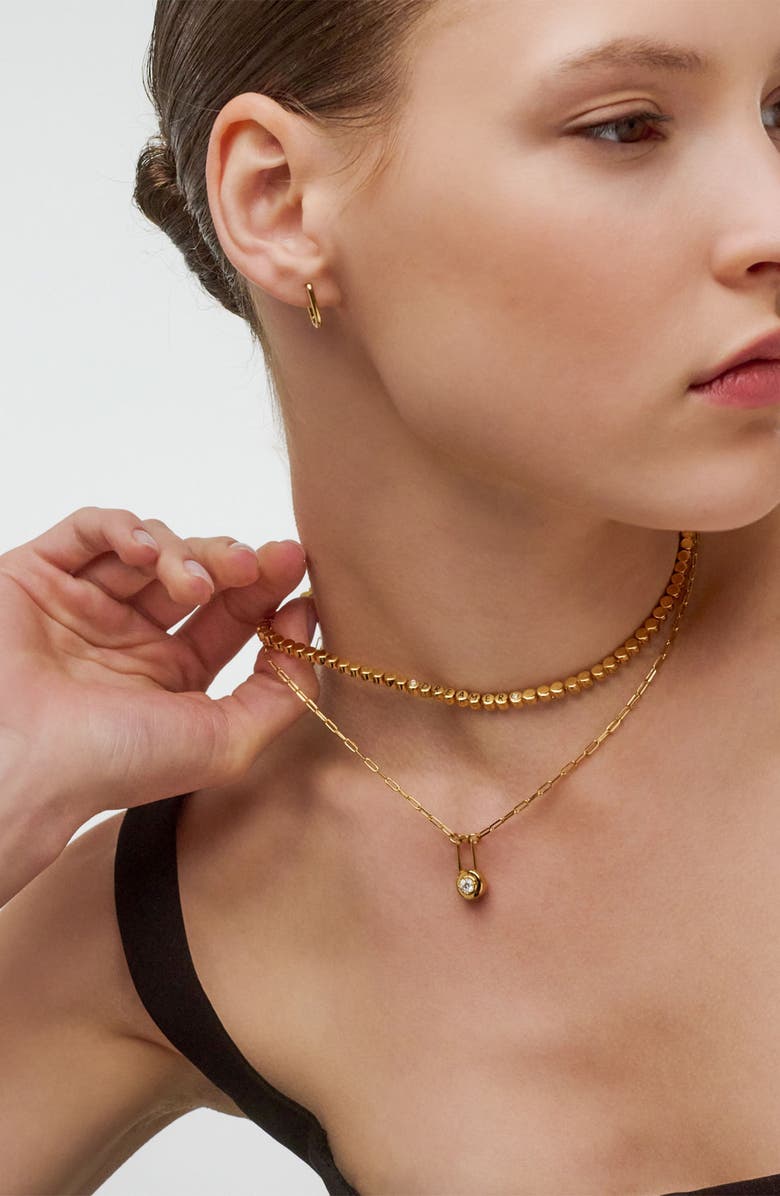 Oak & Luna Lock & Luna Charm with Round Cut Moissanite, Alternate, color, Gold Vermeil