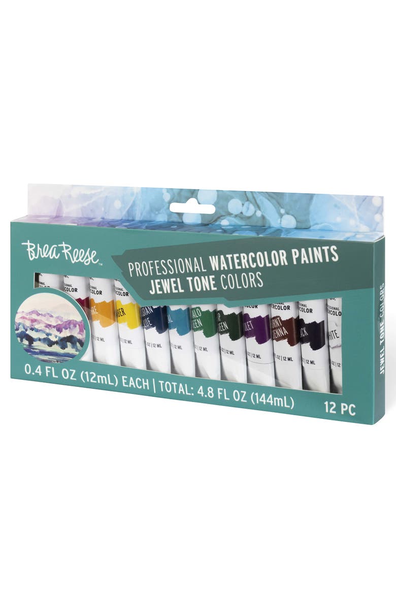 Brea Reese Professional Watercolor Paint Set 12 Tubes, Alternate, color, Multicolored