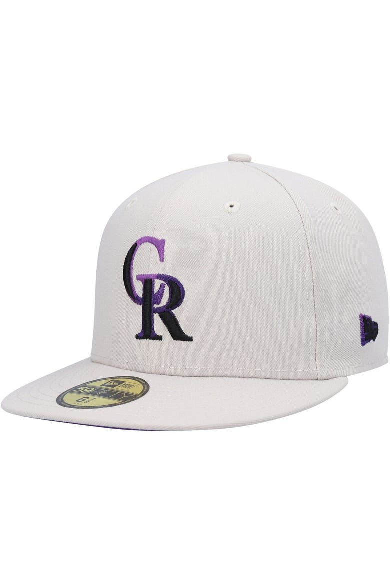 Men's New Era Khaki Colorado Rockies Stone Dim Undervisor 59FIFTY Fitted Hat, Main, color, Khaki