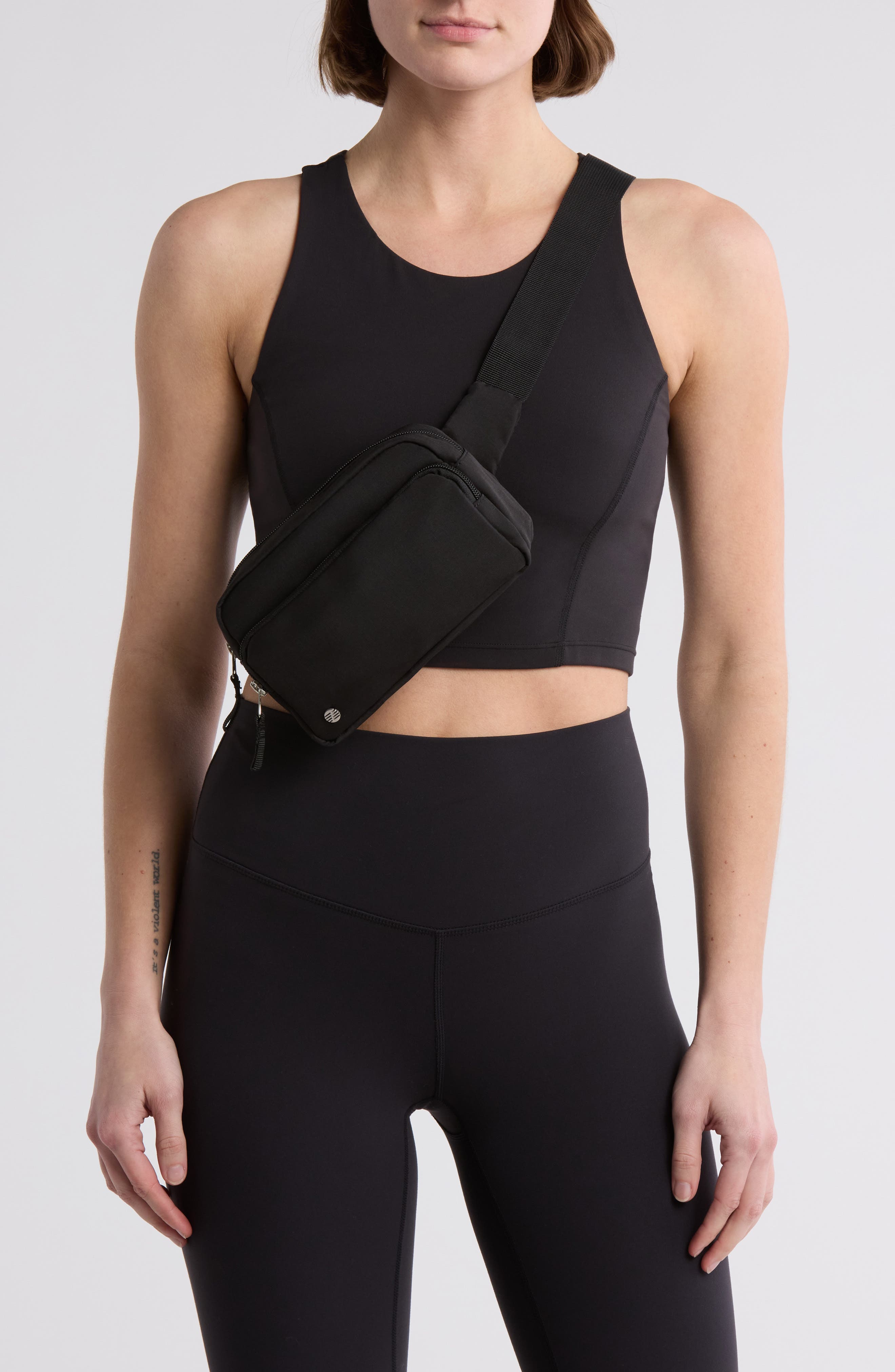 Double Zip Belt Bag, Alternate, color, BLACK