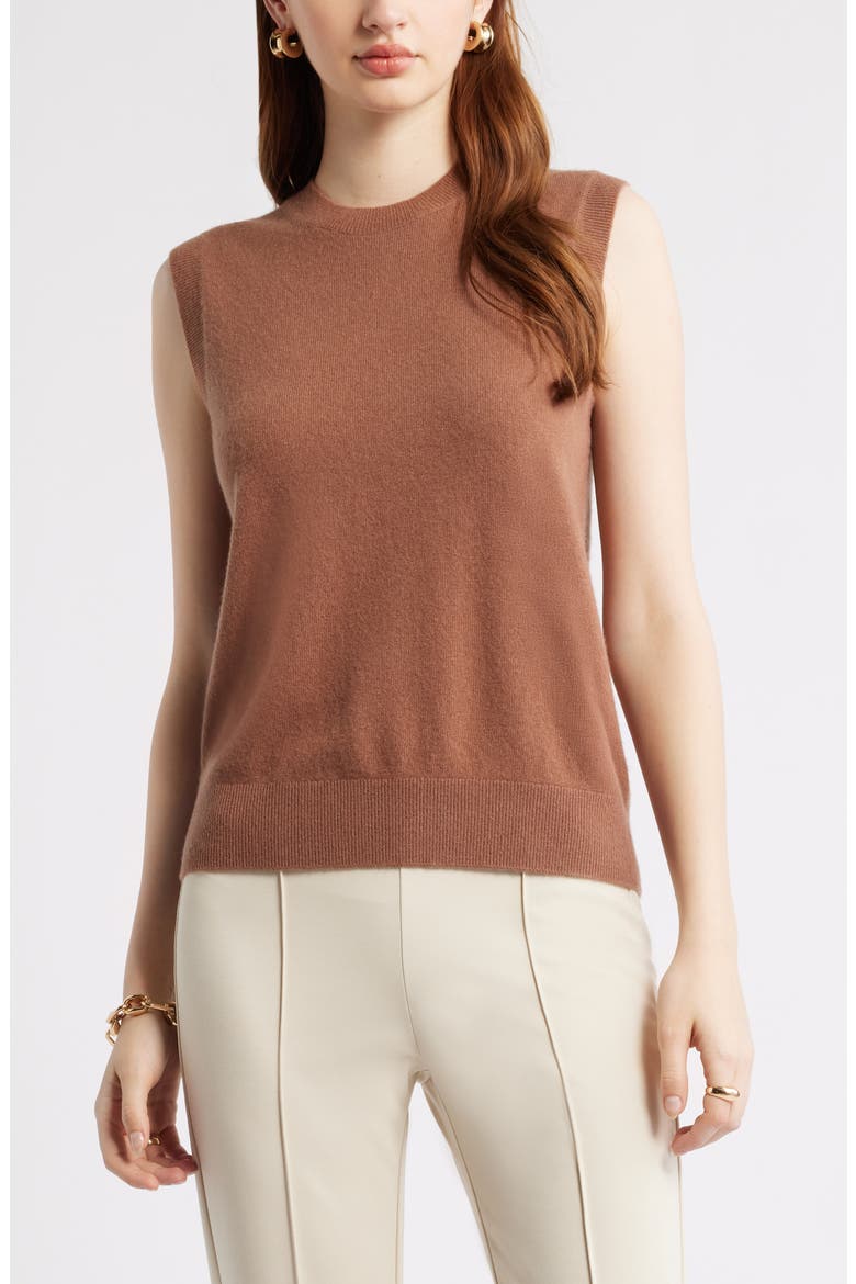 Sleeveless Cashmere Sweater, Main, color, BROWN CLOVE