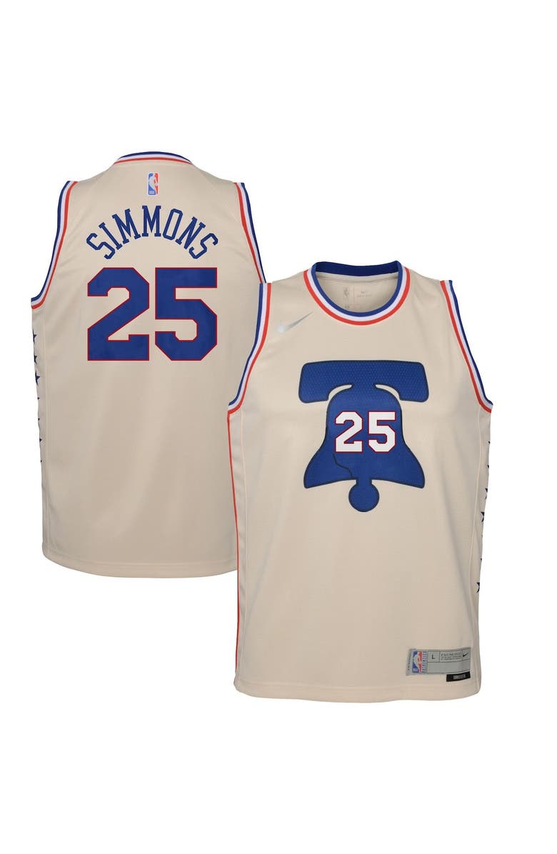 Nike Youth Nike Ben Simmons Cream Philadelphia 76ers 2020/21 Swingman Player Jersey - Earned Edition, Main, color, 