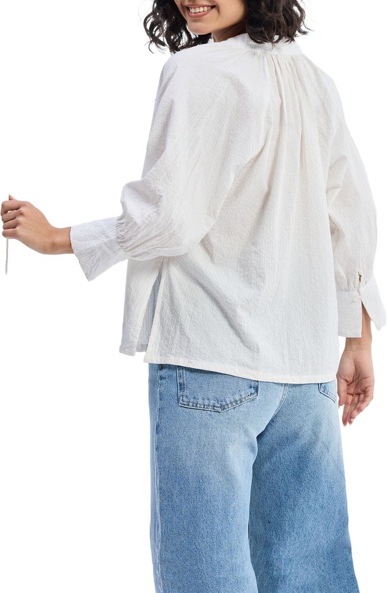 Reistor Relaxed Fit Top with Front-tie in White, Alternate, color, Striped Horizon