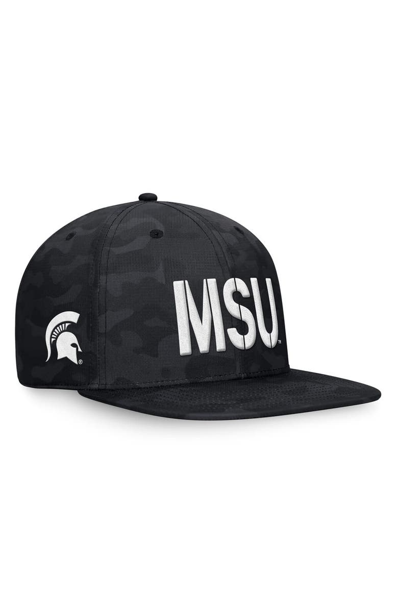 TOP OF THE WORLD Men's Top of the World Black Michigan State Spartans OHT Military Appreciation Troop Snapback Hat, Alternate, color, 