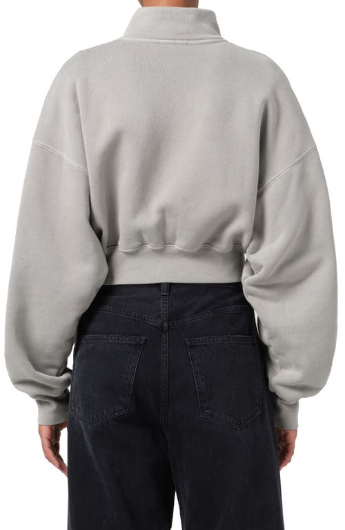 Agolde Asta Oversize Crop Zip Sweatshirt In Drab (dusty Khaki)