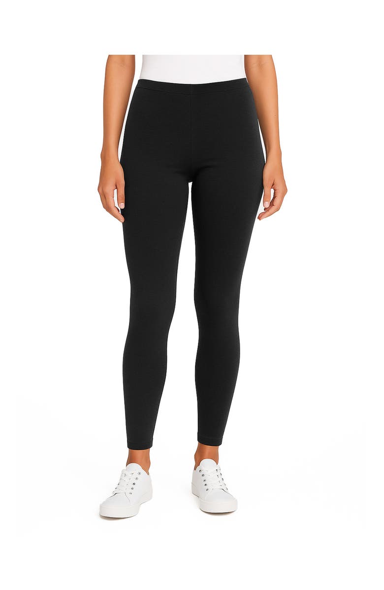 CITY THREADS Women's Soft 100% Cotton Everyday Wear Leggings, Main, color, Black