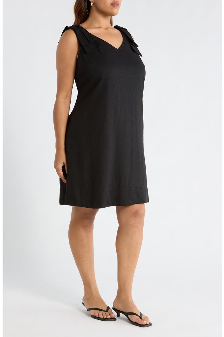 V-Neck Minidress, Alternate, color, RICH BLACK
