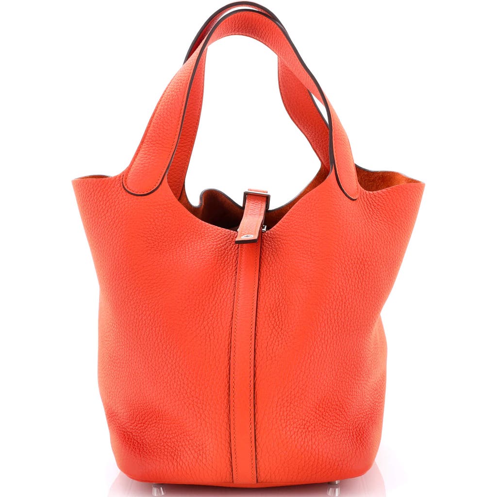Pre-owned Hermes Hermes Picotin Lock Bag Clemence Mm In Orange