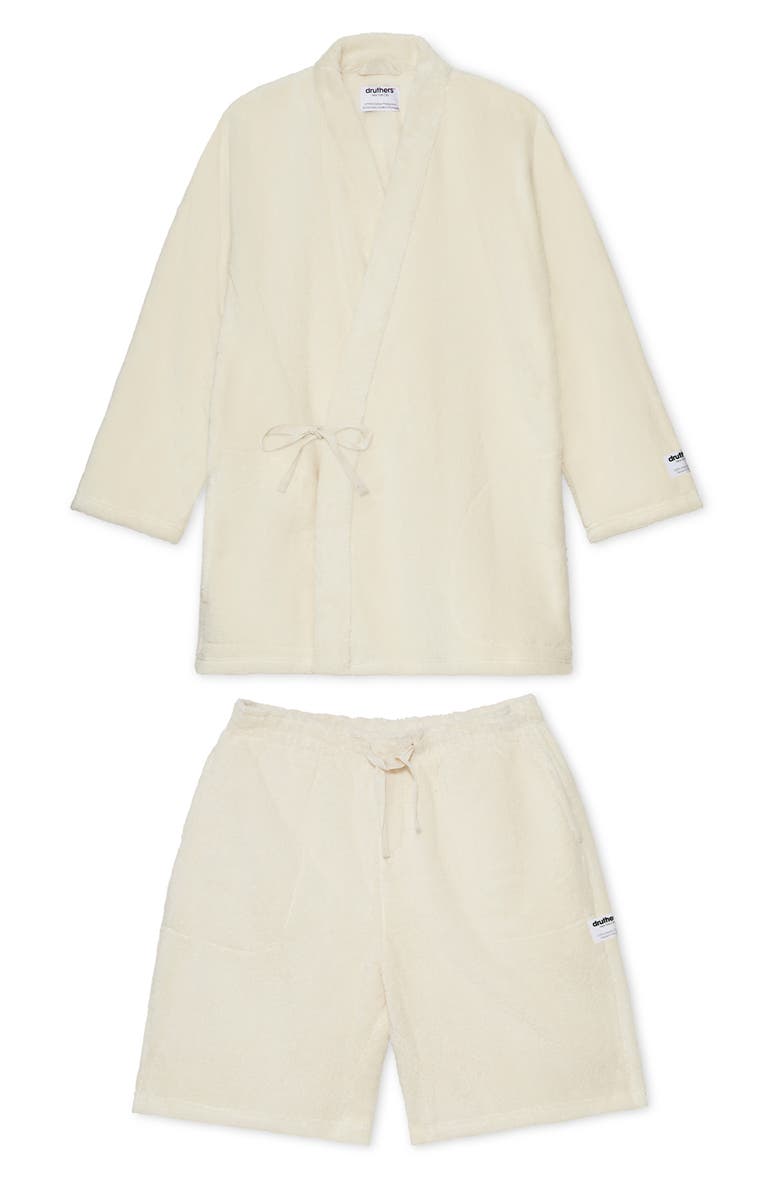 Druthers NYC Organic Cotton Extra Plush Kimono Robe Set, Main, color, 