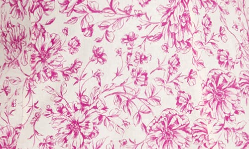 LONDON TIMES LONDON TIMES FLORAL SHORT SLEEVE EMPIRE WAIST LINEN BLEND MIDI DRESS
