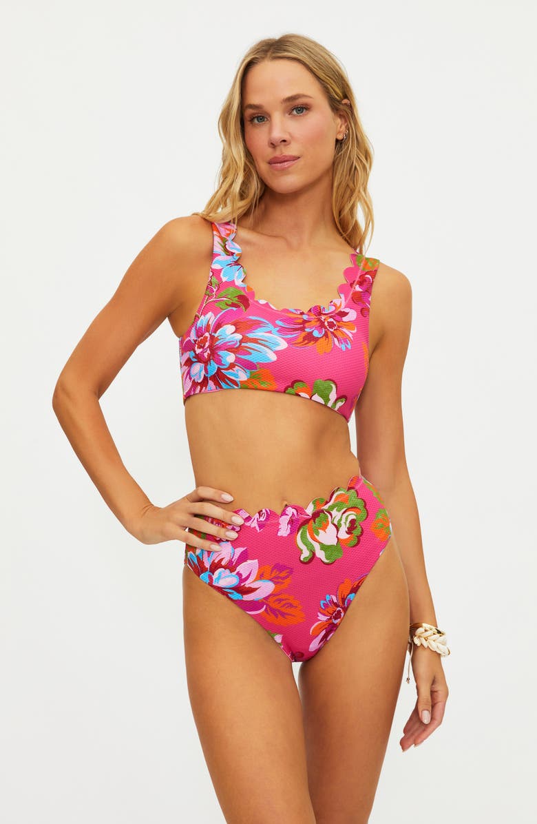 Beach Riot Nessa Scallop High Waist Bikini Bottoms, Alternate, color, Sugar Bloom