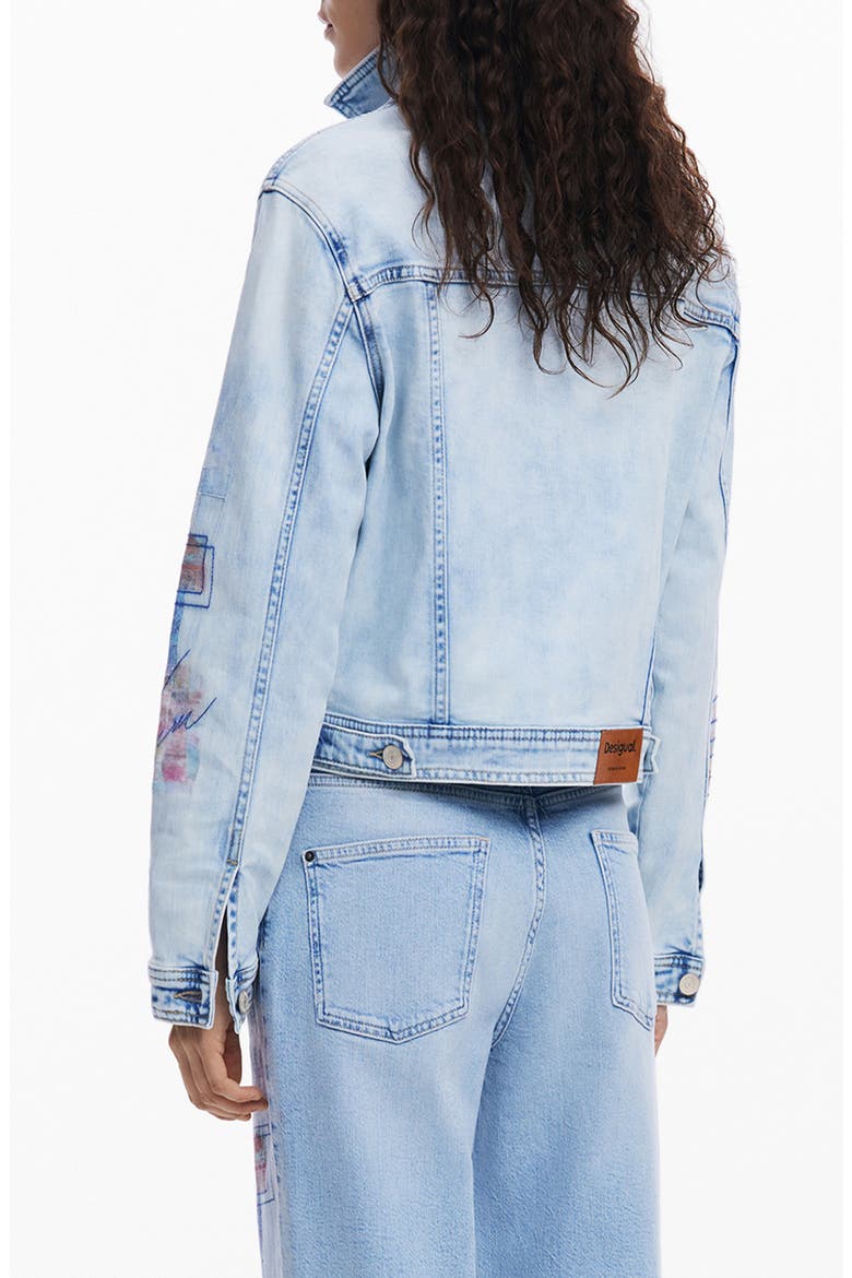 Patch Print Denim Trucker Jacket, Alternate, color, MEDIUM BLUE