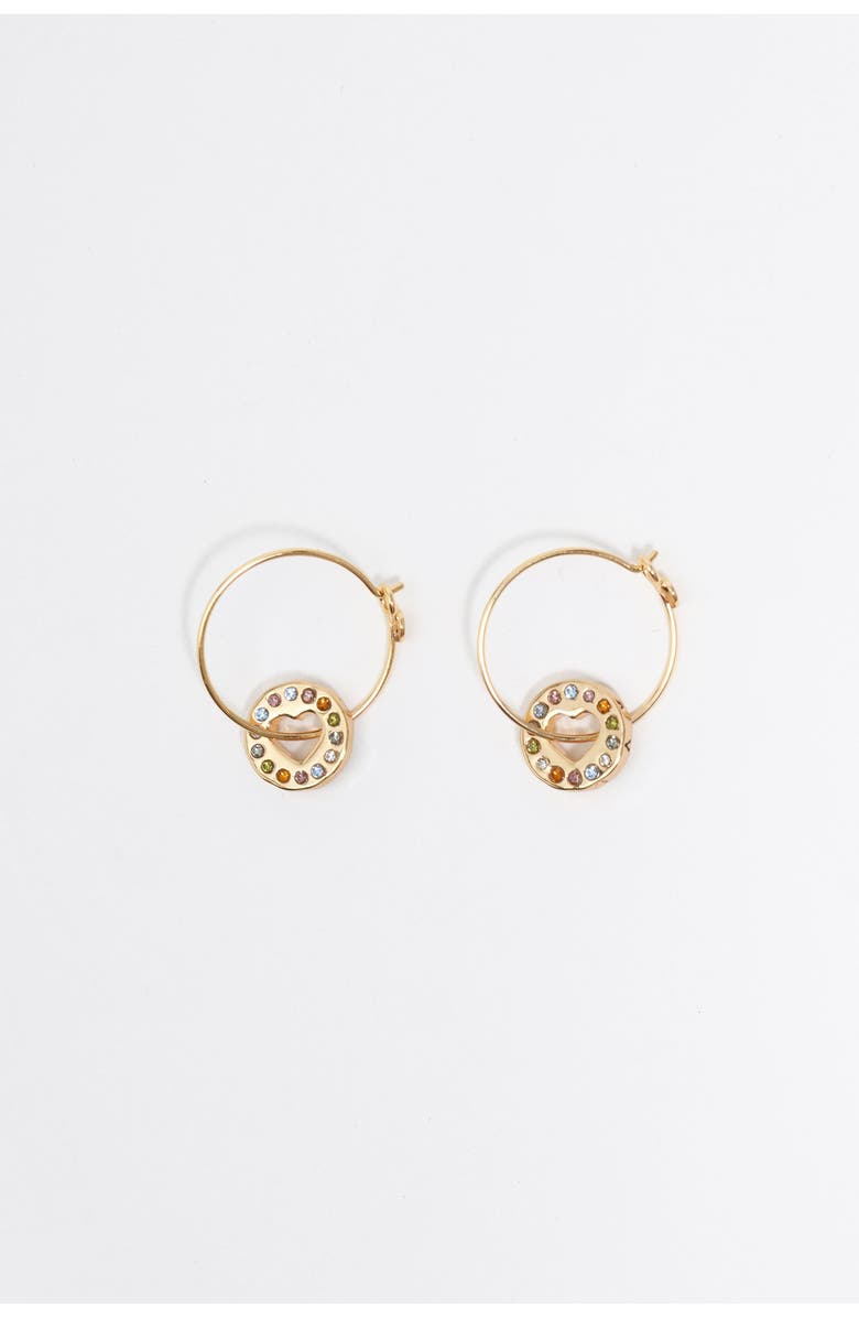 Bimba y Lola Crystal Logo Hoop Earrings, Main, color, 