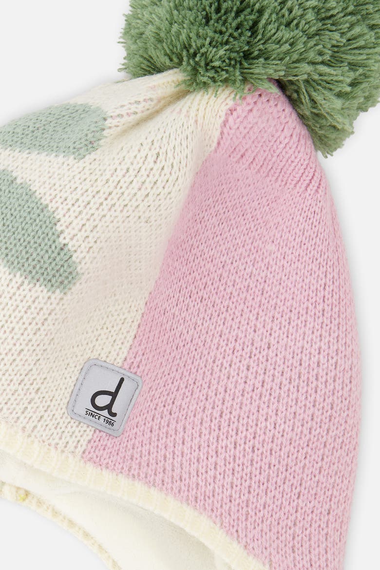 Winter Fleece Lined Braided Tassel Peruvian Knit Hat with Pompom, Alternate, color, Lavender Pink and Green