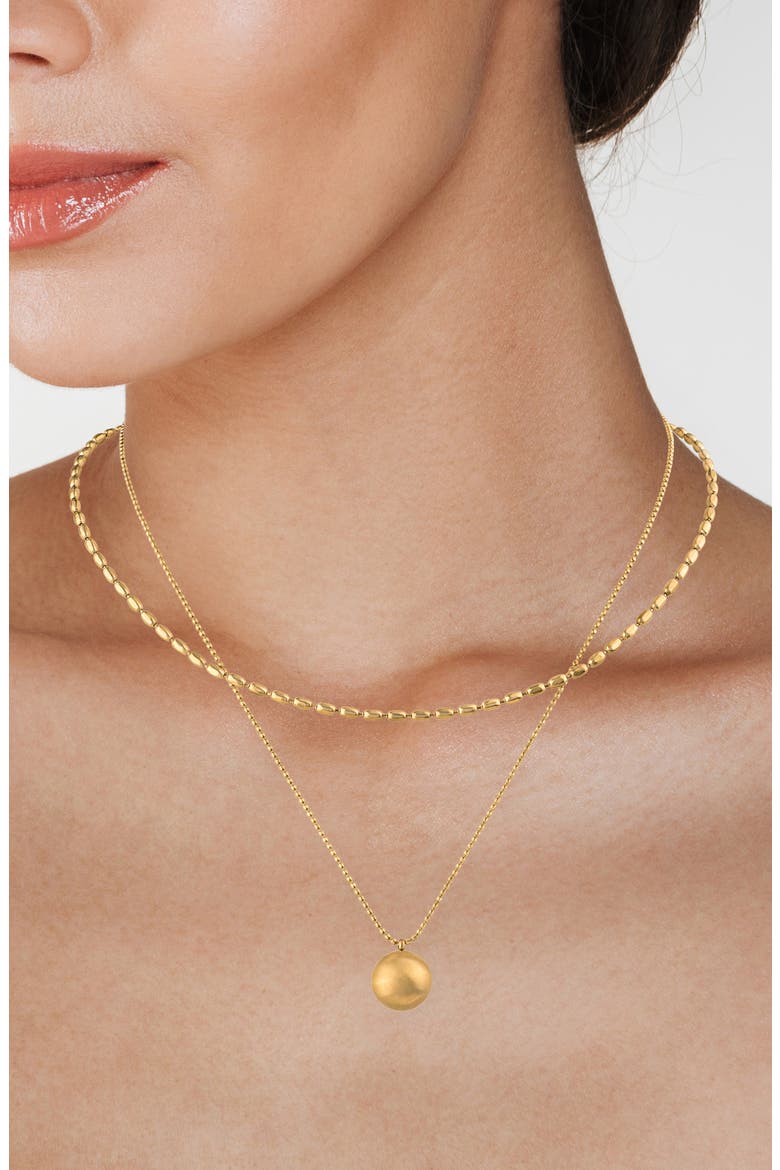 Layered Ball Pendant Necklace, Alternate, color, GOLD