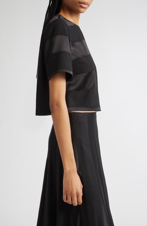 Partow Tori Textured Stripe Crop Top In Black