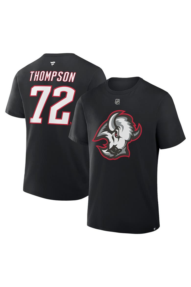 Men's Fanatics Tage Thompson Black Buffalo Sabres Authentic Stack Name & Number T-Shirt, Main, color, Black