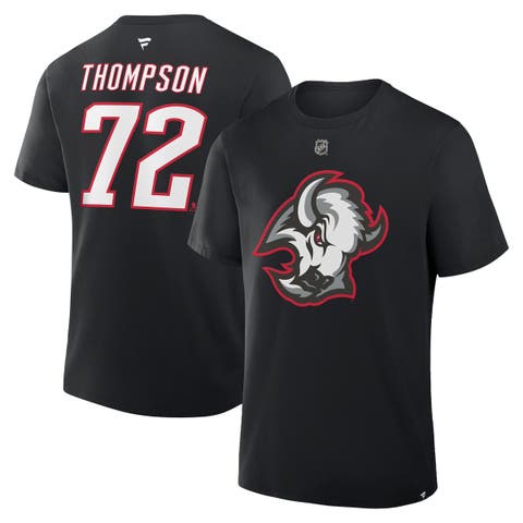 Men's Fanatics Tage Thompson Black Buffalo Sabres Authentic Stack Name & Number T-Shirt