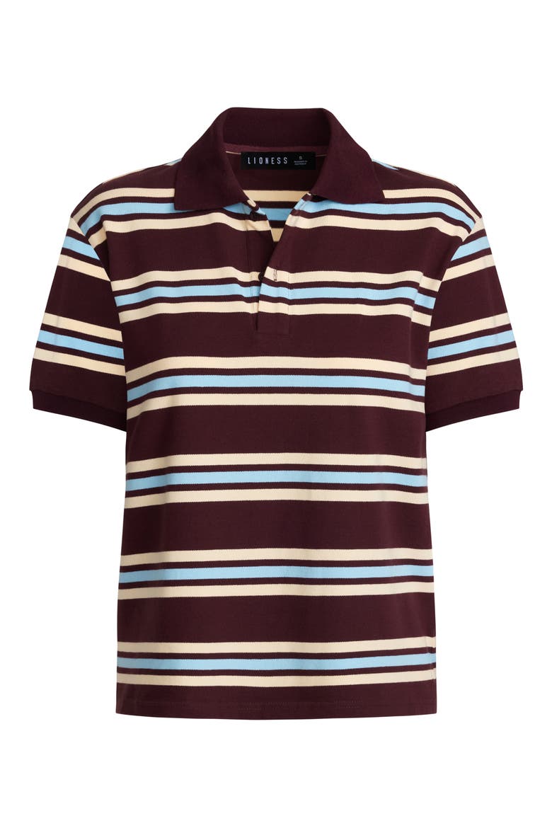 Leisure Stripe Cotton Polo Shirt, Alternate, color, CHOCOLATE MULTI