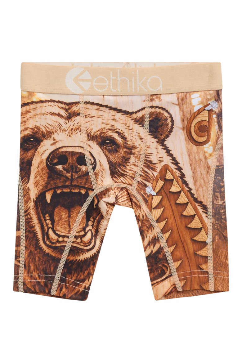 Kids' Grizzy Grain Boxer Briefs, Main, color, BROWN