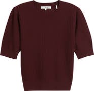 FRAME The Ladder Pointelle Short Sleeve Cashmere Sweater