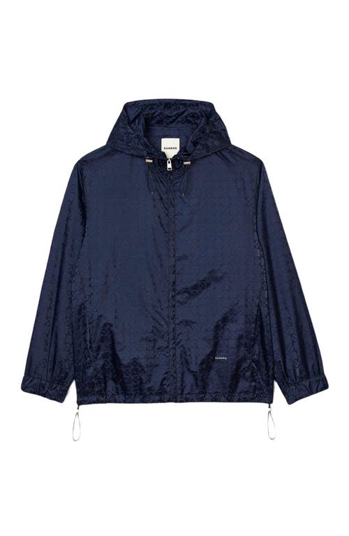 Sandro Square Cross Nylon Jacket In Midnight Blue