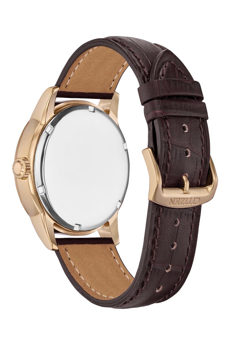 Corso Eco-Drive Leather Strap Watch, 44mm, Alternate, color, BROWN