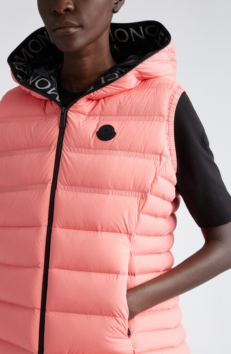 Moncler Aliterse Down Hooded Vest, Alternate, color, Desert Rose