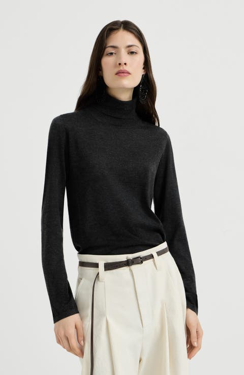 Cashmere and silk lightweight turtleneck sweater