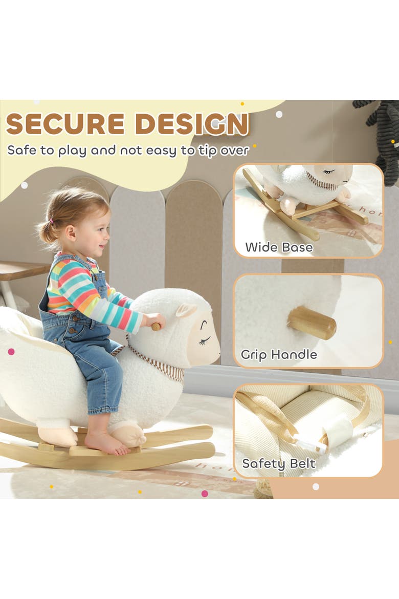 Baby Rocking Horse Sheep Rocking Horse for Toddlers Plush Stuffed Ride on Animal Rocker with Lullaby Song, Alternate, color, White