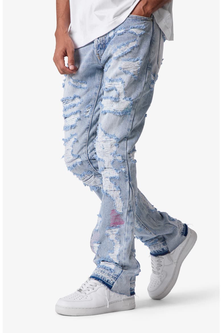 B570 Distressed Flare Jeans, Alternate, color, BLUE