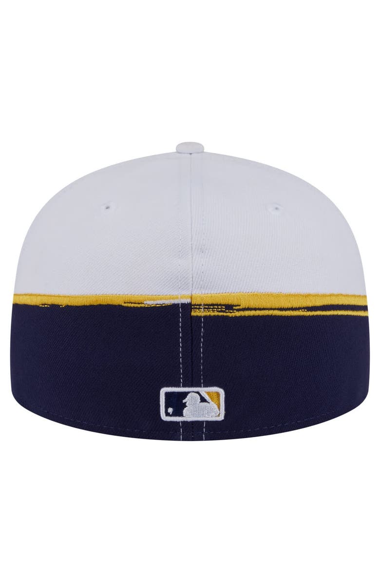 New Era Men's New Era Navy/White Milwaukee Brewers Paint Stroke 59FIFTY Fitted Hat, Alternate, color, Navy