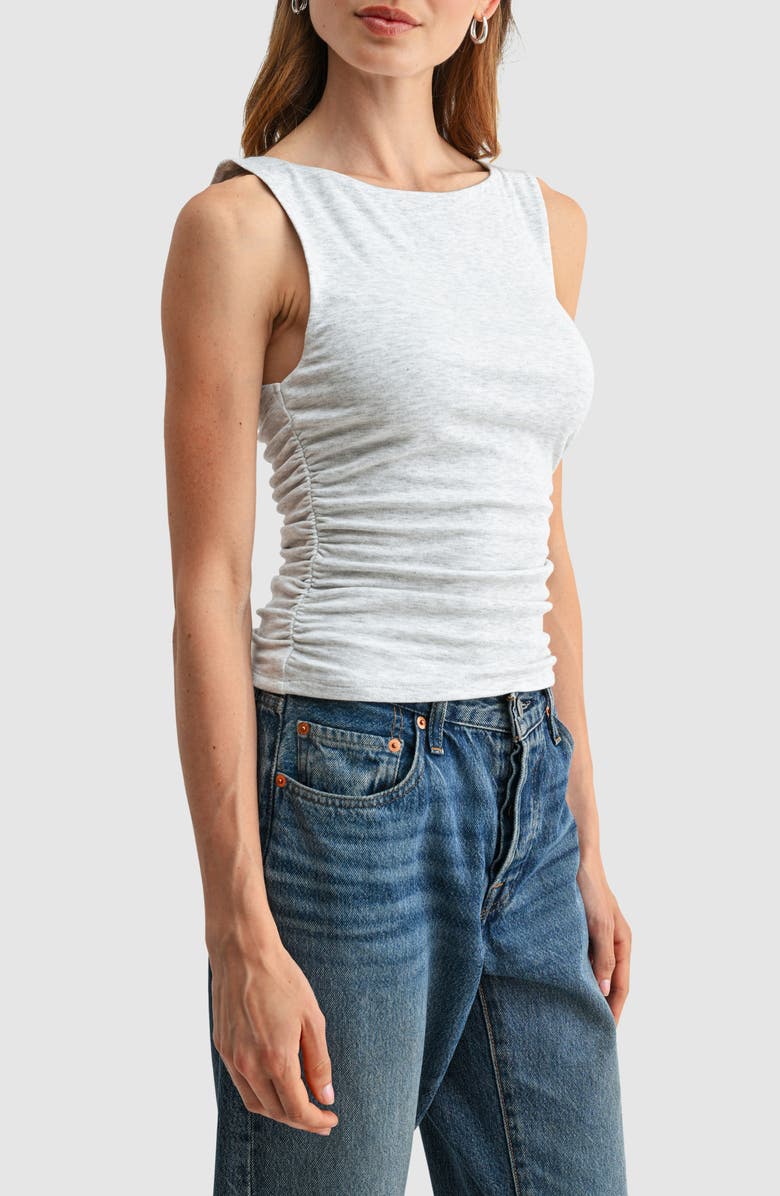 Lush Boat Neck Side Cinched Knit Tank, Alternate, color, Heather Grey