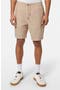 Flat Front Slub Cotton & Linen Twill Drawstring Bermuda Shorts