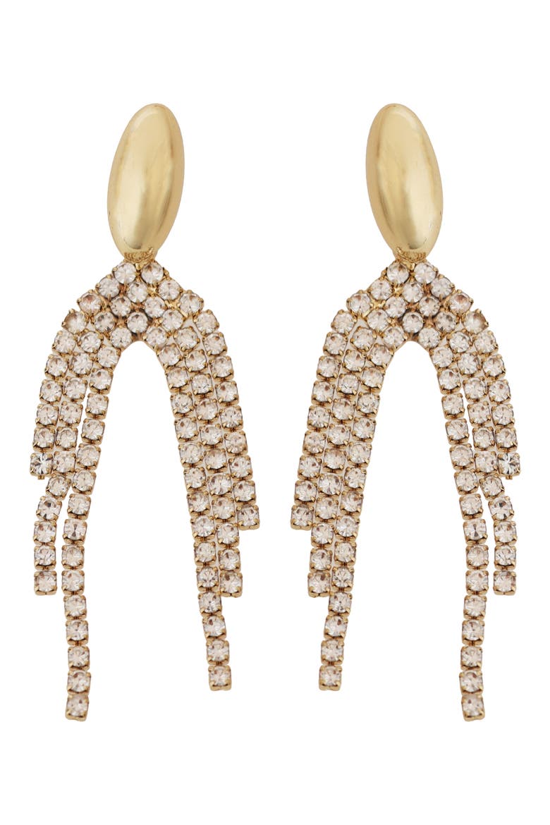 Crystal Fringe Drop Earrings, Main, color, GOLD