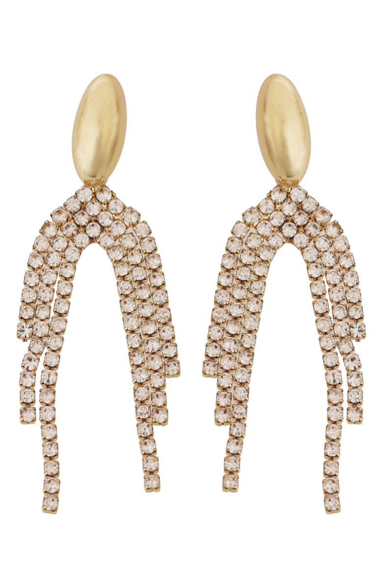 Panacea Crystal Fringe Drop Earrings, Main, color, Gold